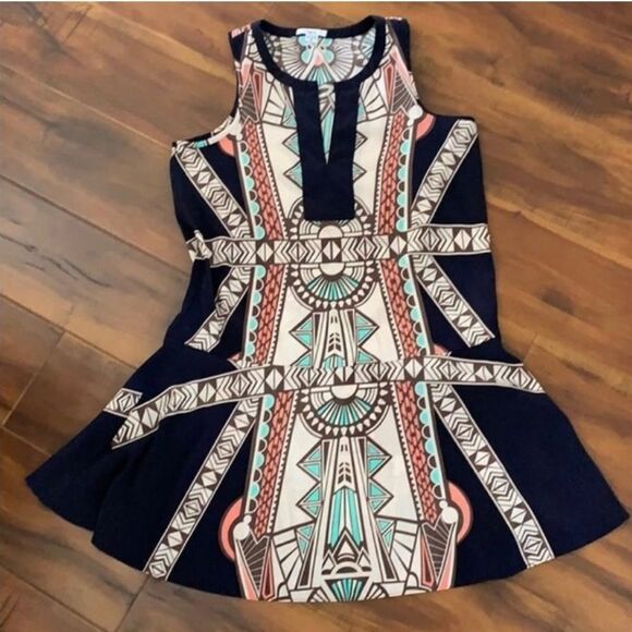 Bar lll Sleeveless Aztec Print Drop Waist Dress - Picture 2 of 6